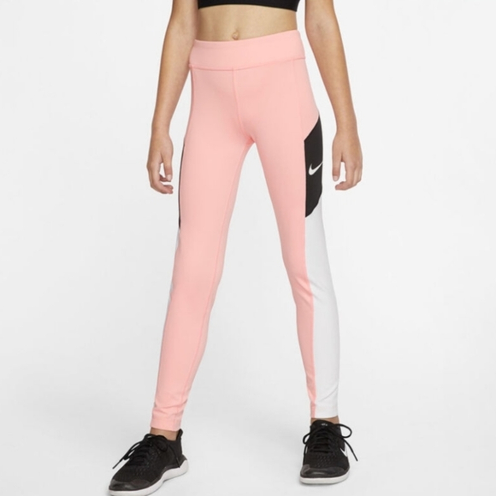 Nike Dri-FIT   Trophy Tights‎  GIRL'S   Mid-Rise Coral Black leggings  Size L